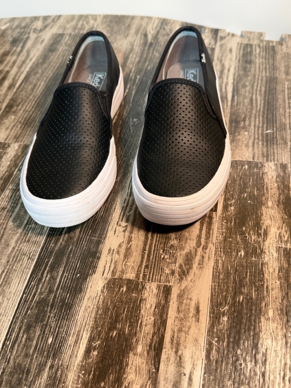 Keds Women's Black Slip-On Perforated Sneakers - Picture 2 of 8